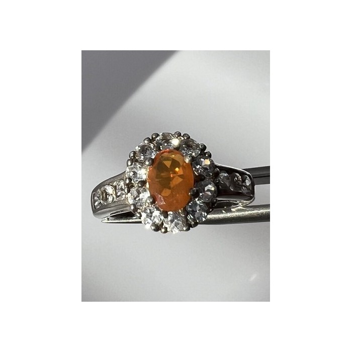 925 Sterling Silver Citrine, Goshenite Ring Size 6.5