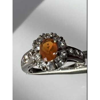 925 Sterling Silver Citrine, Goshenite Ring Size 6.5
