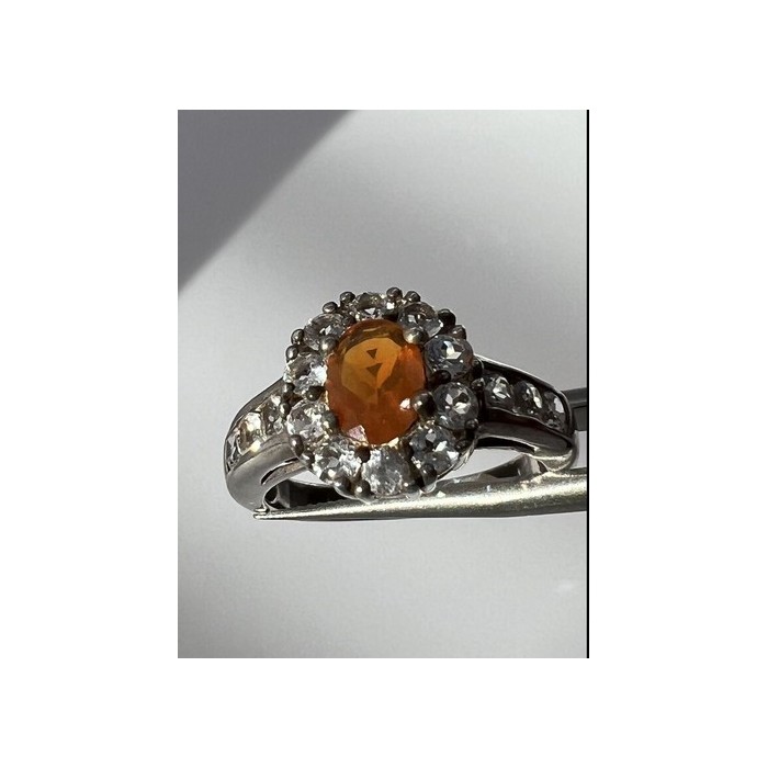 925 Sterling Silver Citrine, Goshenite Ring Size 6.5