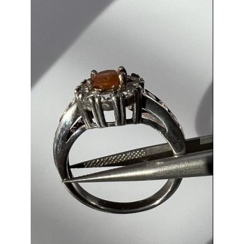 925 Sterling Silver Citrine, Goshenite Ring Size 6.5