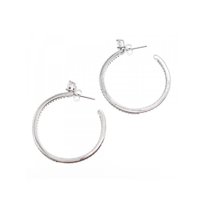 925 Sterling Silver CZ Hoop Earrings