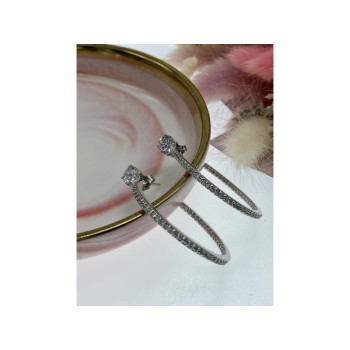 925 Sterling Silver CZ Hoop Earrings