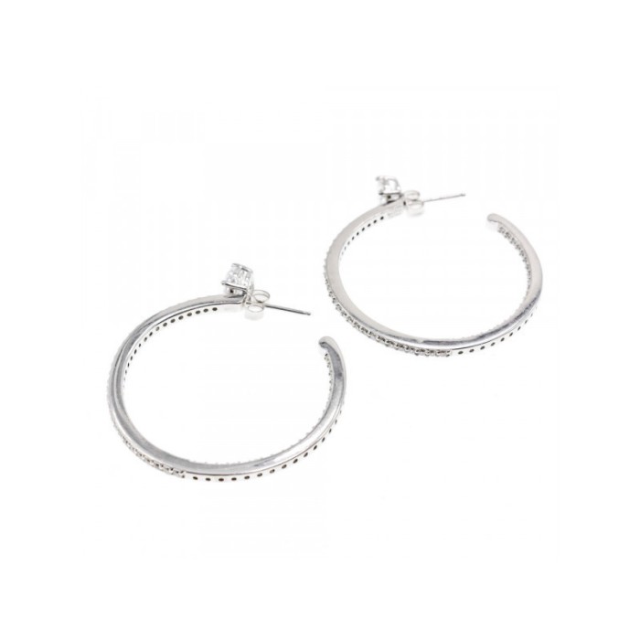 925 Sterling Silver CZ Hoop Earrings