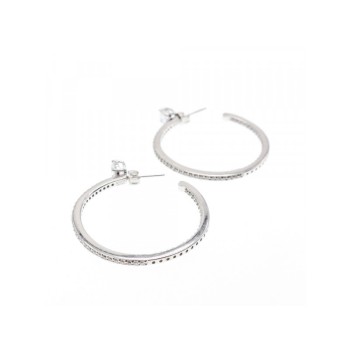 925 Sterling Silver CZ Hoop Earrings