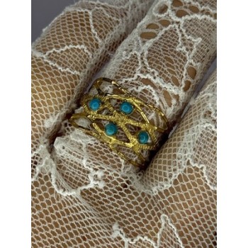 925 Sterling Silver Gold Plated Turquoise Ring Size 8.5