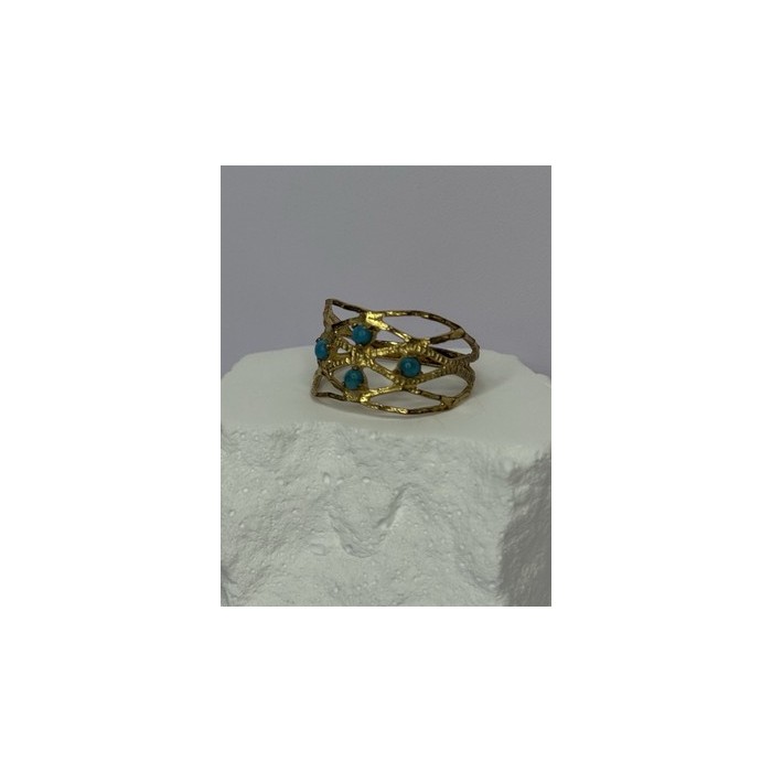 925 Sterling Silver Gold Plated Turquoise Ring Size 8.5