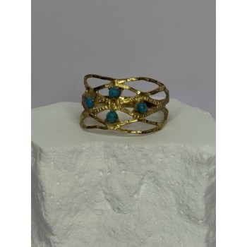 925 Sterling Silver Gold Plated Turquoise Ring Size 8.5
