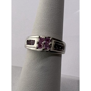 925 Sterling Silver Pink CZ Ring Size 6