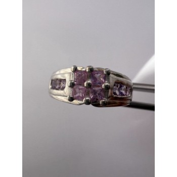 925 Sterling Silver Pink CZ Ring Size 6