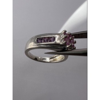 925 Sterling Silver Pink CZ Ring Size 6