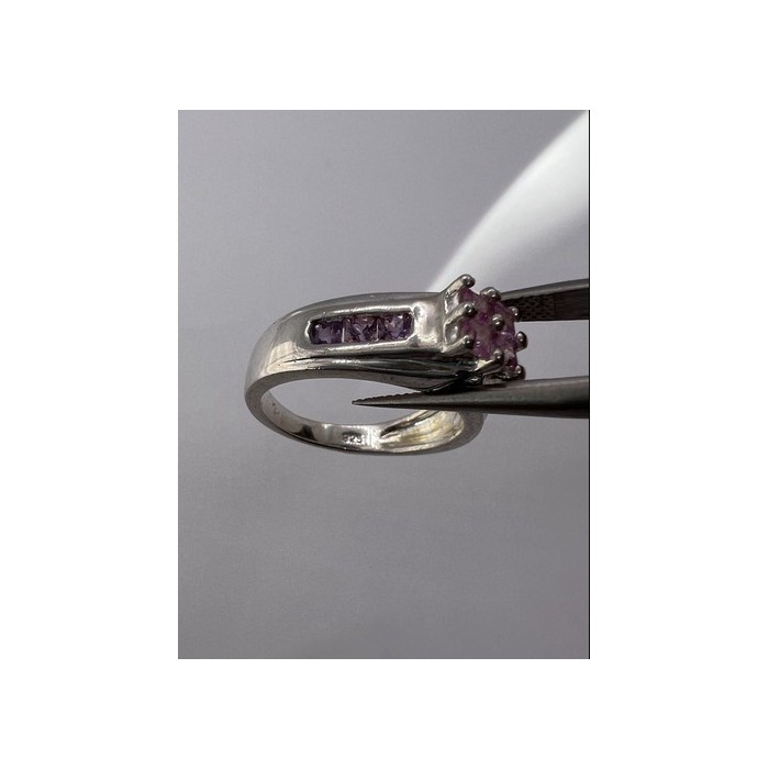 925 Sterling Silver Pink CZ Ring Size 6