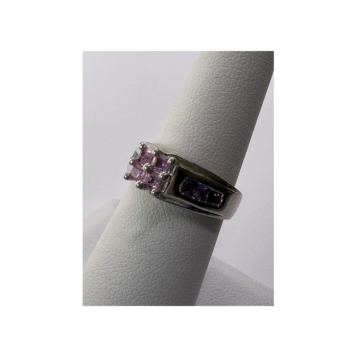 925 Sterling Silver Pink CZ Ring Size 6