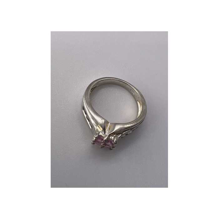 925 Sterling Silver Pink CZ Ring Size 6