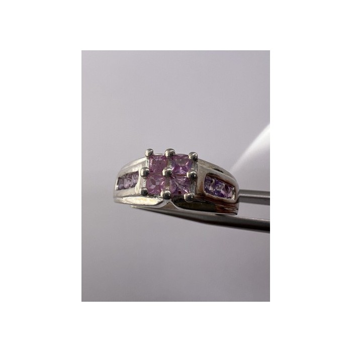 925 Sterling Silver Pink CZ Ring Size 6