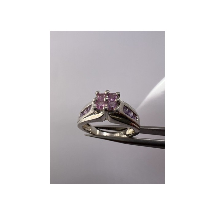 925 Sterling Silver Pink CZ Ring Size 6