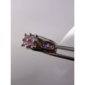 925 Sterling Silver Pink CZ Ring Size 6