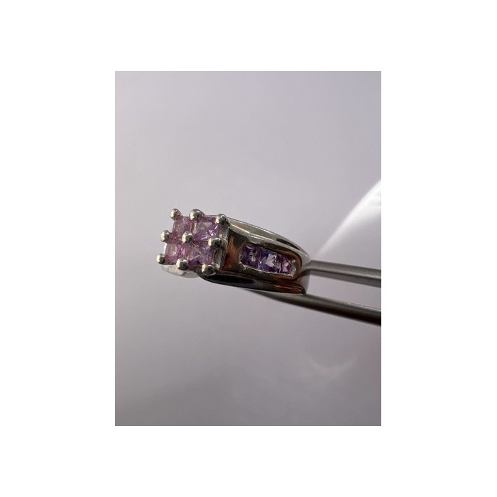 925 Sterling Silver Pink CZ Ring Size 6