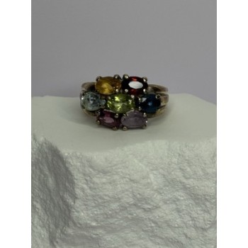 925 Sterling Silver Multicolor Spinel Ring Size 6