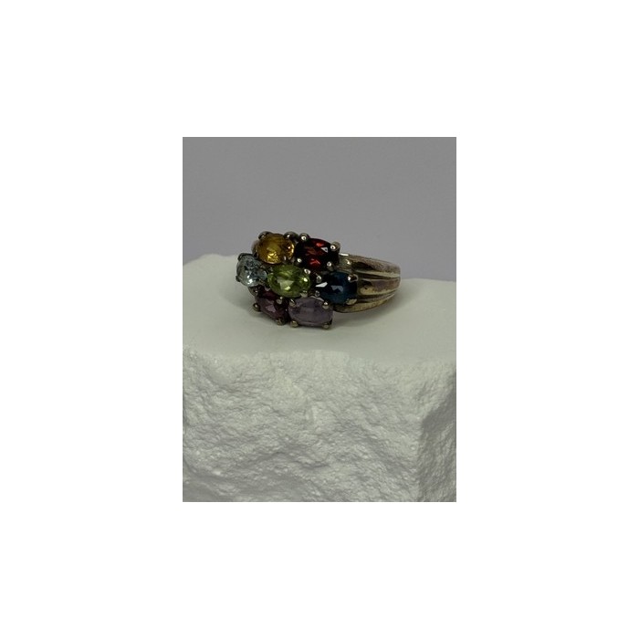 925 Sterling Silver Multicolor Spinel Ring Size 6