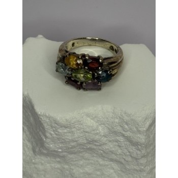 925 Sterling Silver Multicolor Spinel Ring Size 6