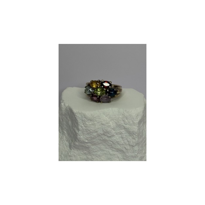 925 Sterling Silver Multicolor Spinel Ring Size 6