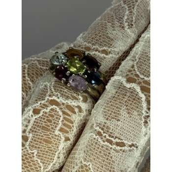 925 Sterling Silver Multicolor Spinel Ring Size 6
