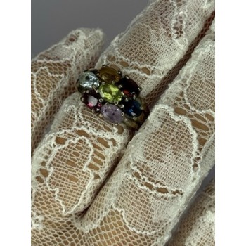 925 Sterling Silver Multicolor Spinel Ring Size 6