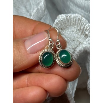 925 Sterling Silver Jadeite Earrings Length 1.1 Inch