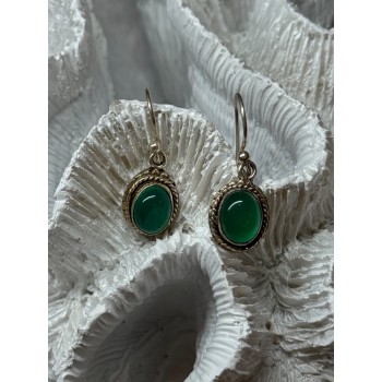 925 Sterling Silver Jadeite Earrings Length 1.1 Inch