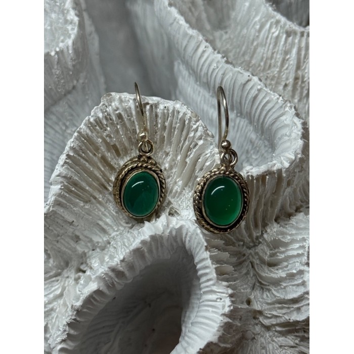 925 Sterling Silver Jadeite Earrings Length 1.1 Inch