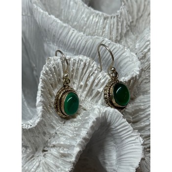 925 Sterling Silver Jadeite Earrings Length 1.1 Inch