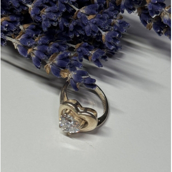 925 Sterling Silver CZ Heart Ring Size 5