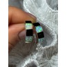 925 Sterling Silver Opal & Black Enamel Earrings Length 0.7 Inch