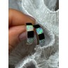 925 Sterling Silver Opal & Black Enamel Earrings Length 0.7 Inch