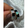 925 Sterling Silver Opal & Black Enamel Earrings Length 0.7 Inch