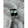 925 Sterling Silver Opal & Black Enamel Earrings Length 0.7 Inch