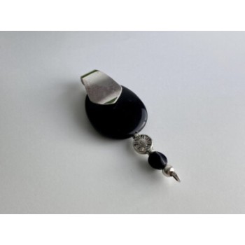 VINTAGE 925 STERLING SILVER BLACK ONYX PENDANT