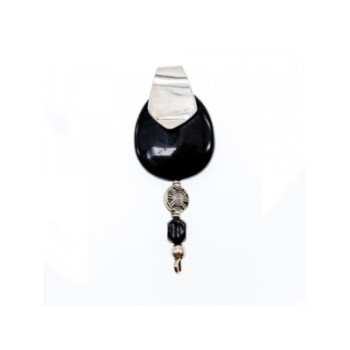 VINTAGE 925 STERLING SILVER BLACK ONYX PENDANT