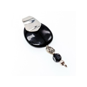 VINTAGE 925 STERLING SILVER BLACK ONYX PENDANT