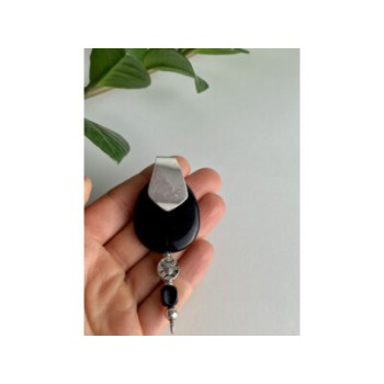 VINTAGE 925 STERLING SILVER BLACK ONYX PENDANT