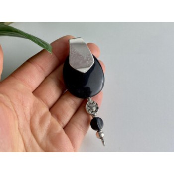 VINTAGE 925 STERLING SILVER BLACK ONYX PENDANT