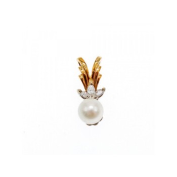 14 K YELLOW GOLD PEARL & SAPPHIRES PENDANT