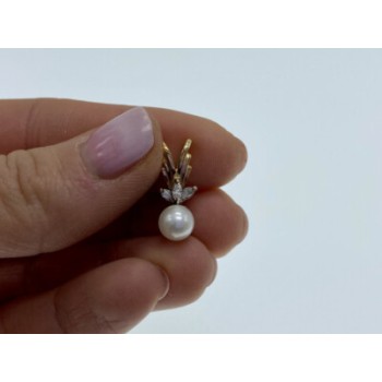 14 K YELLOW GOLD PEARL & SAPPHIRES PENDANT