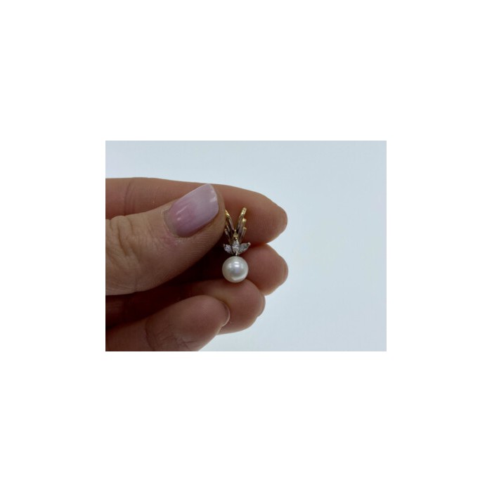 14 K YELLOW GOLD PEARL & SAPPHIRES PENDANT