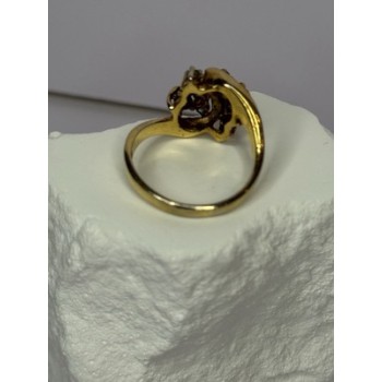 925 Sterling Silver Gold Plated Ruby & Emerald Ring Size 8