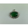 Vintage 925 Sterling Silver Green Agate Pendant