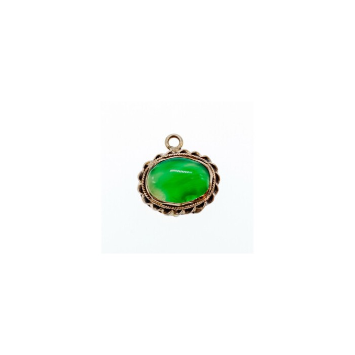 Vintage 925 Sterling Silver Green Agate Pendant