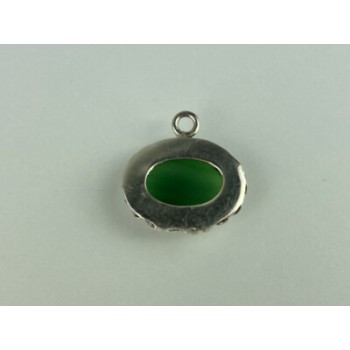 Vintage 925 Sterling Silver Green Agate Pendant
