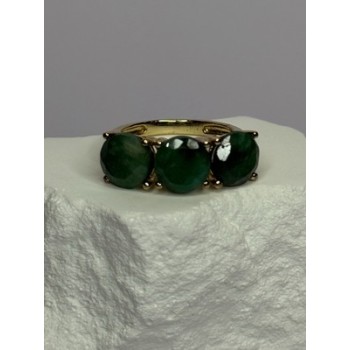 925 Sterling Silver Gold Plated Malachite Ring Size 7