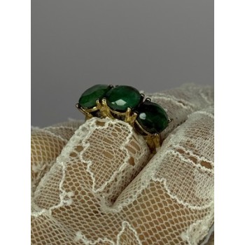 925 Sterling Silver Gold Plated Malachite Ring Size 7